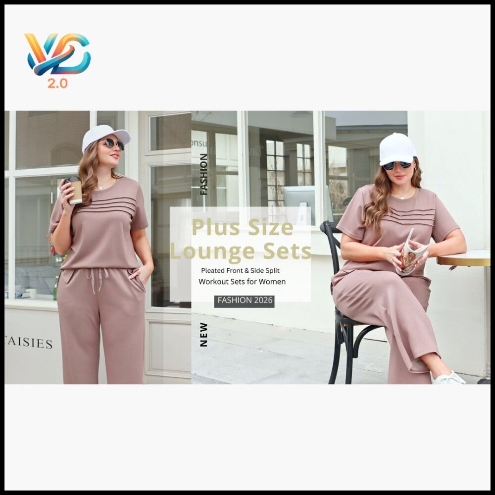 Two Piece Set Wide Leg Pants Short Sleeve Lounge Travel Outfit S-3XL - Picture 6 of 7